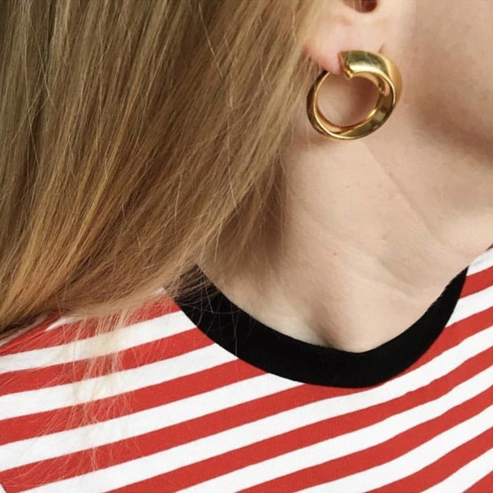 Open Huggie Hoop Earrings Plated 18k Gold
